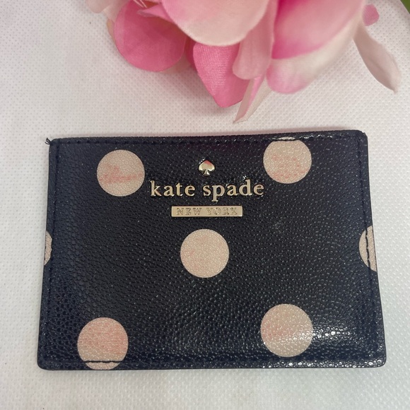 Kate Spade Black & Cream Polka Dot Zip Wristlet and Card Case - Picture 4 of 7